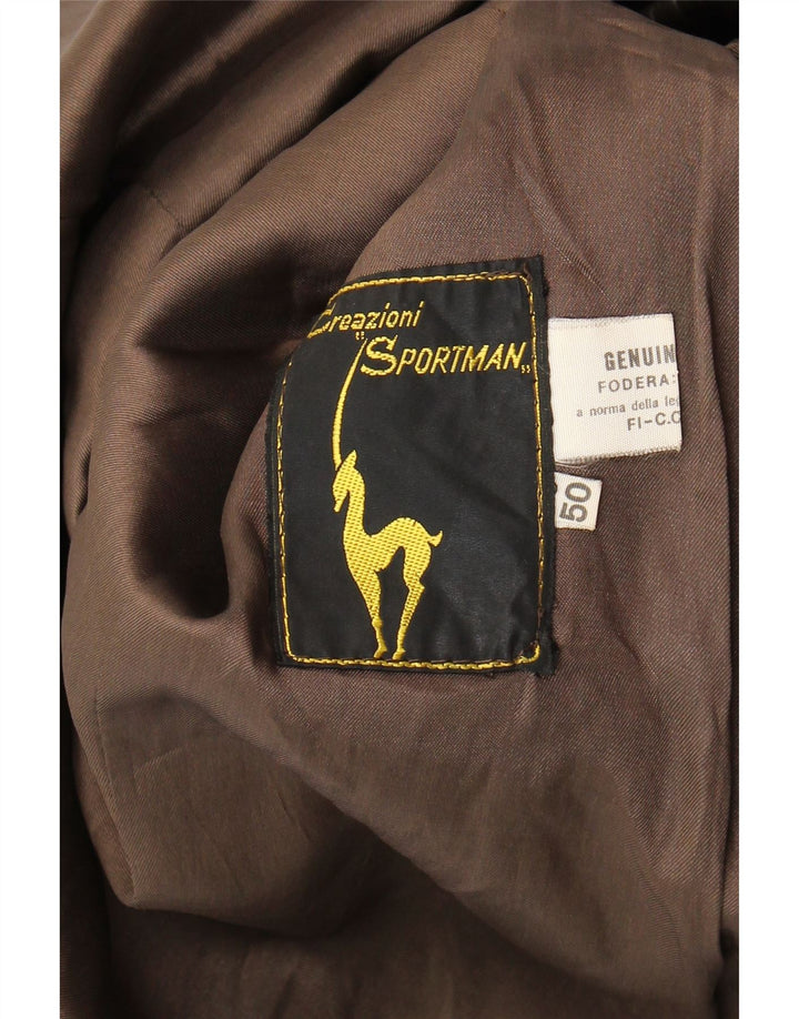 VINTAGE Abrigo de cuero para hombre IT 50 Cuero marrón grande