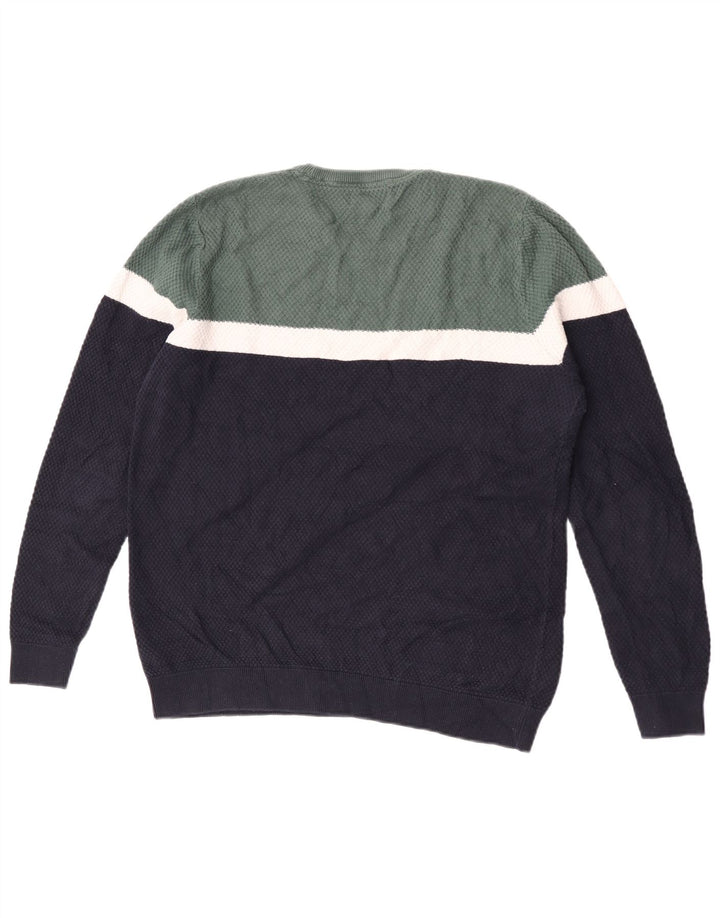 Marks & Spencer Jersey De Cuello Redondo Para Hombre Color Block Azul Marino Mediano