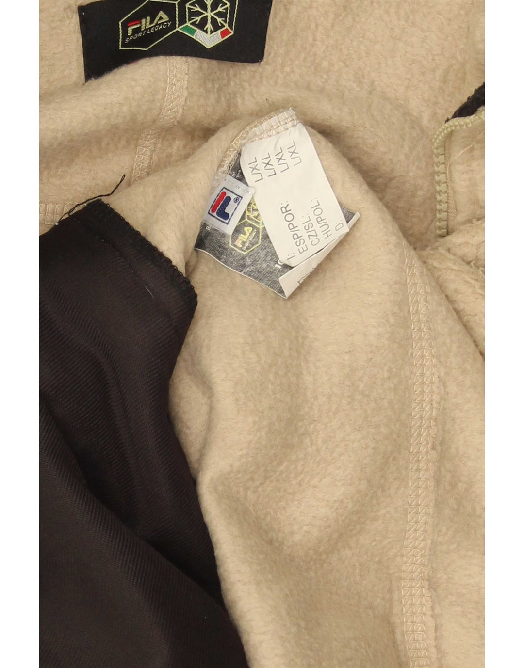 Fila Chaqueta polar para hombre UK 40 Large Beige Colorblock Poliéster