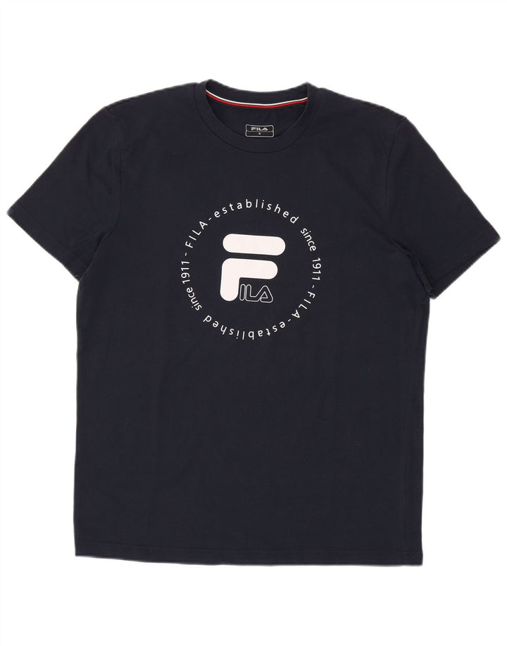 FILA - Camiseta gráfica para hombre, talla pequeña, azul marino