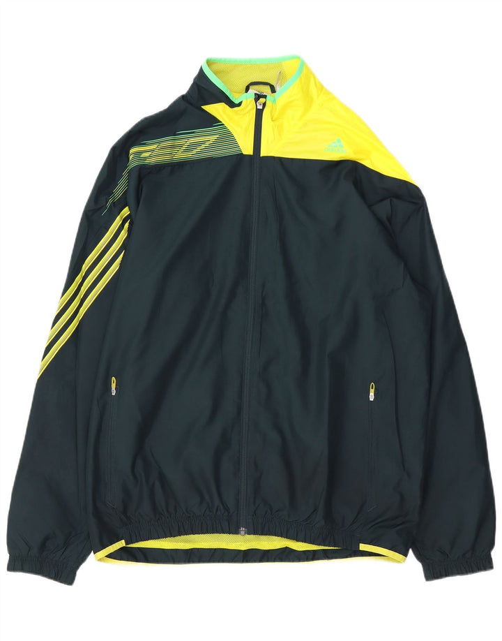 ADIDAS Mens Climalite Chándal Top Chaqueta Grande Azul Marino Colorblock