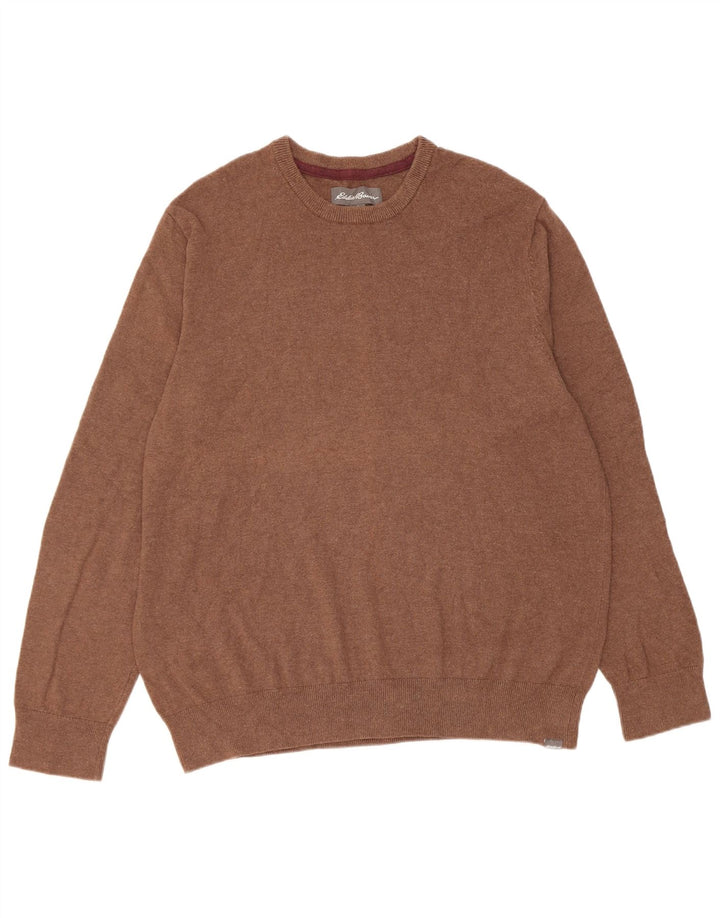 Eddie Bauer - Jersey de cuello redondo para hombre, talla grande, algodón marrón