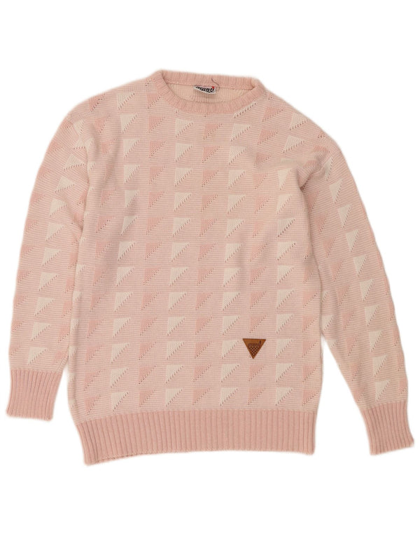 Avanti Mens By C&A Crew Neck Jumper Sweater EU 44/46 Pequeño Rosa Geométrico