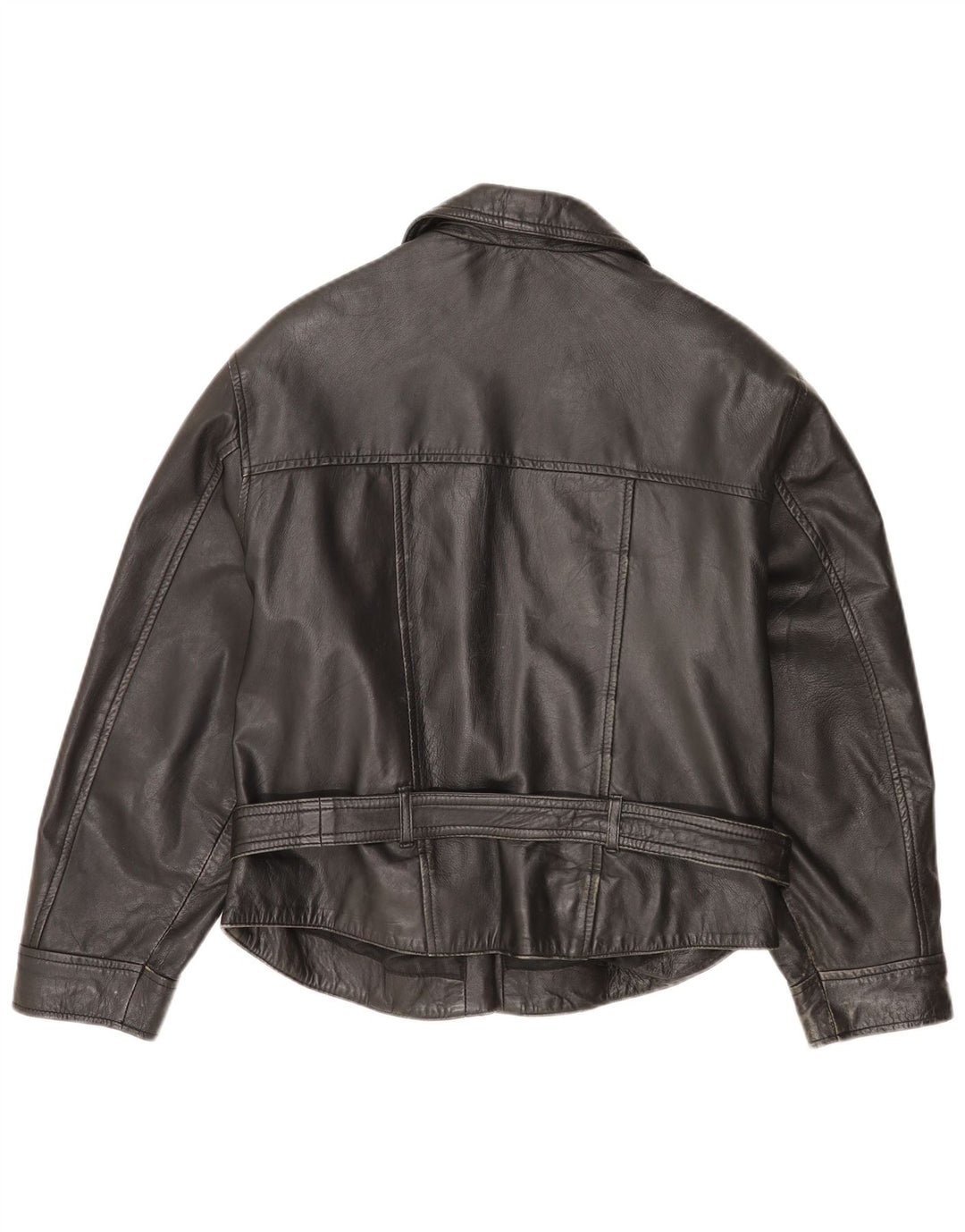 Vintage mujer cuero biker chaqueta Reino Unido 14 cuero negro grande