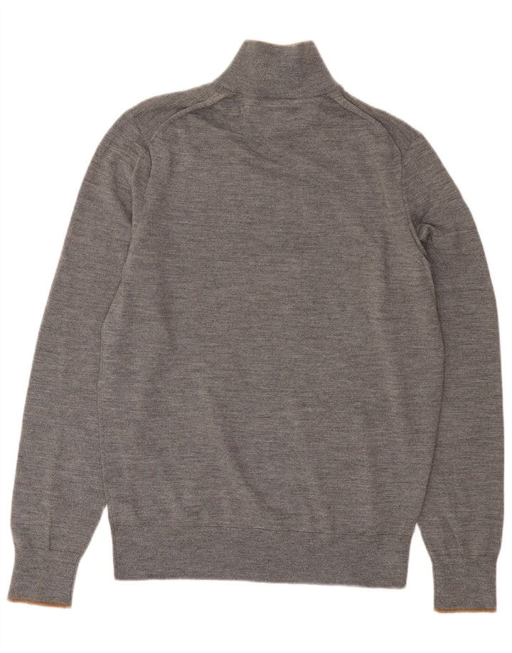 Tommy Hilfiger Jersey con cuello y cremallera para hombre de lana merino gris medio