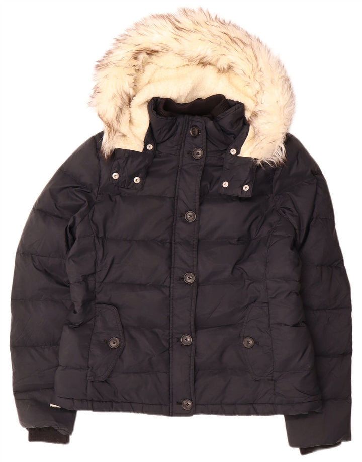 JACK WILLS Chaqueta acolchada con capucha para mujer UK 44 Large Black Nylon