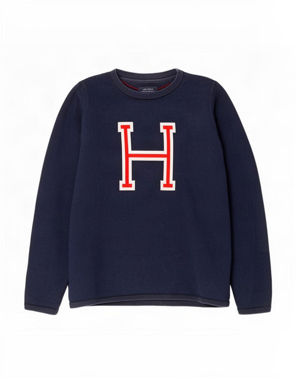 Tommy Hilfiger Sudadera gráfica para mujer Jumper UK 12 Medium Azul marino