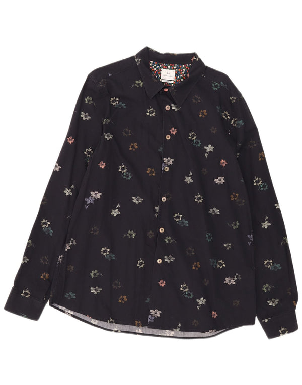 Paul Smith Camisa de corte regular para hombre XL Algodón floral azul marino