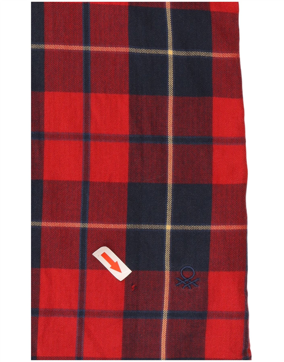 Benetton Hombre Camisa De Franela A Cuadros Rojos Grandes