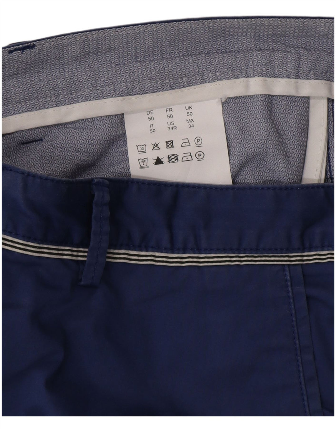 Hugo Boss Pantalones cortos chinos para hombre IT 50 Large W34 Algodón azul