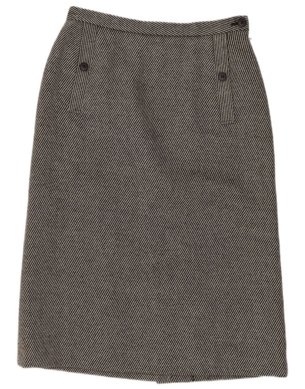 Falda lápiz Jaeger para mujer UK 14 Medium W28 Lana a rayas gris