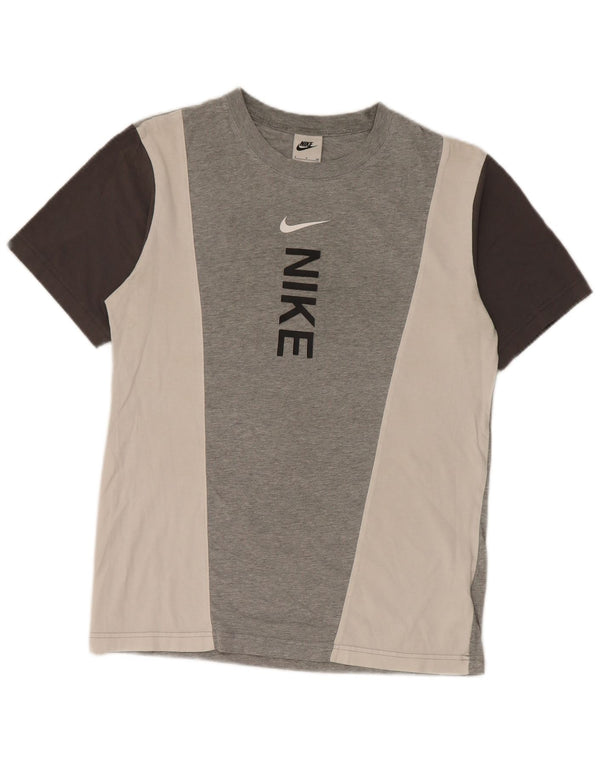 Nike Camiseta gráfica para hombre Top pequeño de algodón gris con bloques de color