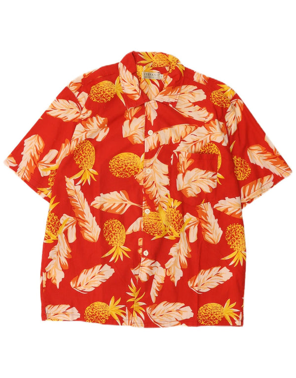 Stefano Camisa Manga Corta Hombre XL Algodón Floral Rojo