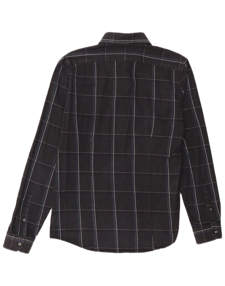 Camisa de franela de corte slim de algodón a cuadros en azul marino grande de Reiss Hombre