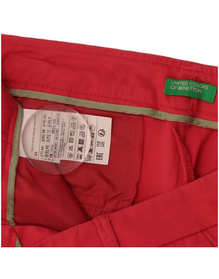 BENETTON Pantalones informales ajustados para mujer UK 12 Medium W30 L27 Algodón rosa