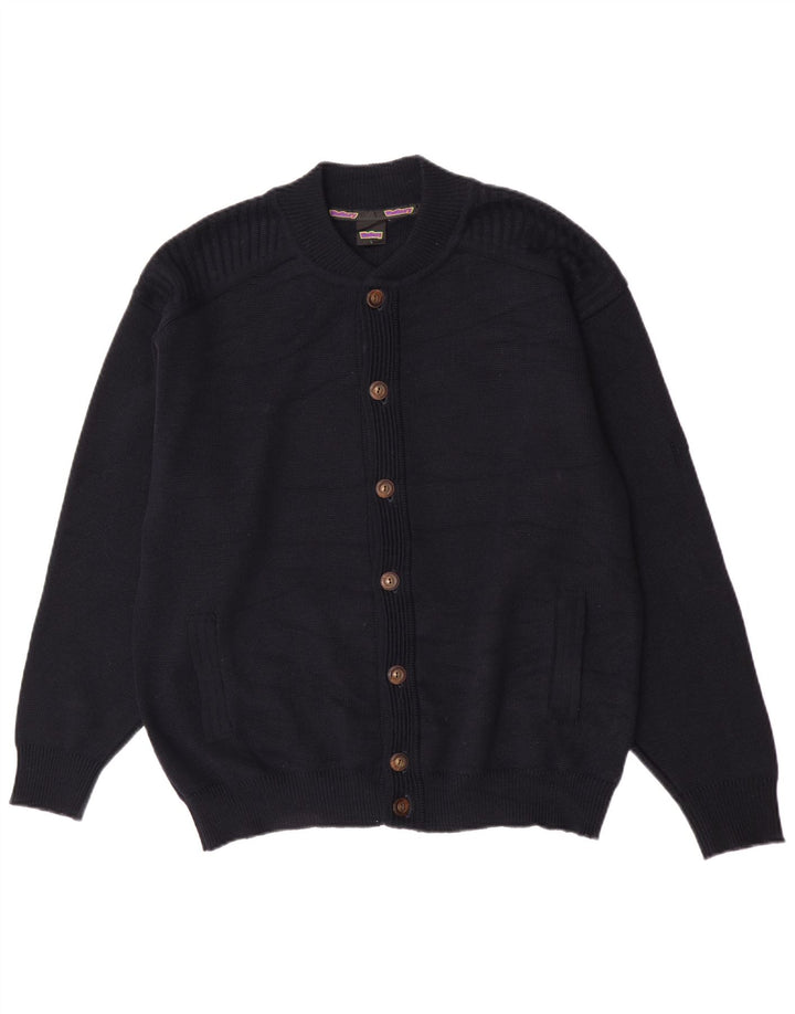 WESTBURY Suéter tipo cárdigan para hombre de lana azul marino grande