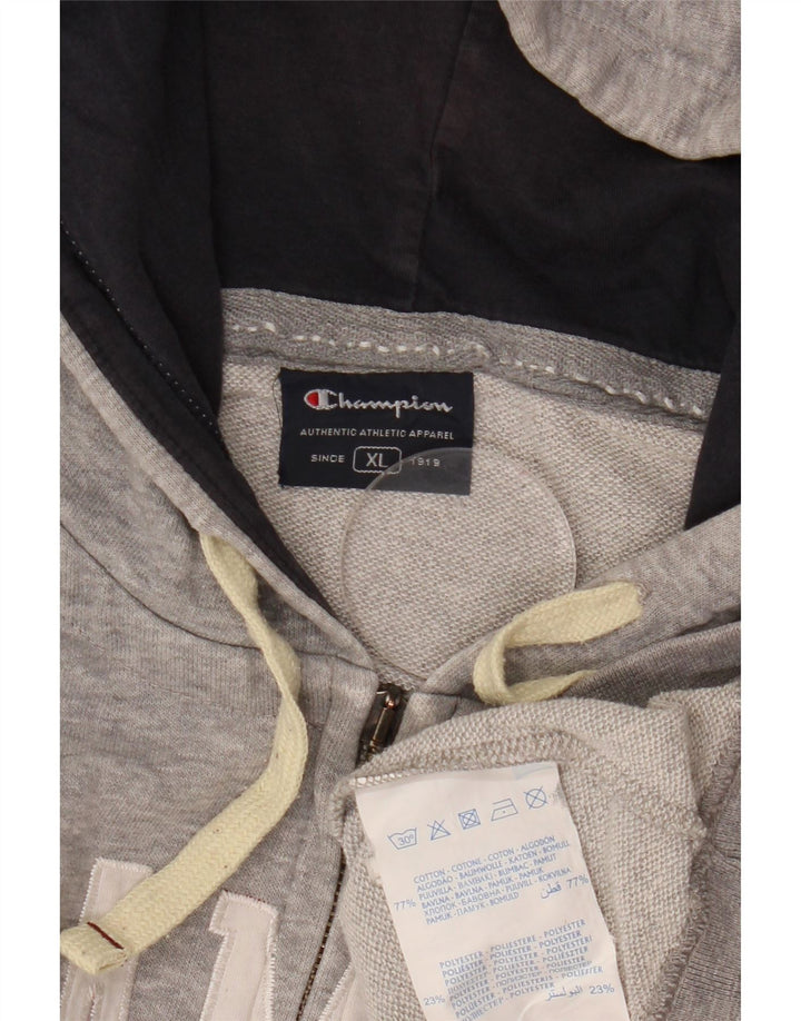 Champion Sudadera con capucha y cremallera gráfica para hombre XL Algodón gris
