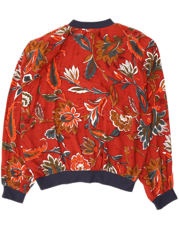 VINTAGE Blusa camisa mujer Reino Unido 18 XL Viscosa floral roja