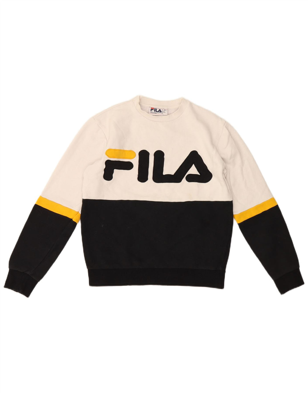 Fila Hombre Sudadera Gráfica Jumper Small Blanco Colorblock Algodón