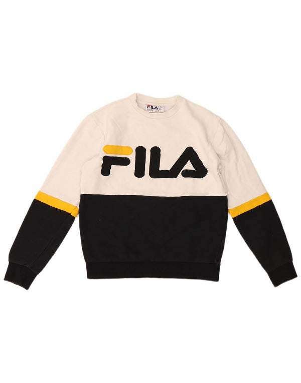 Fila Hombre Sudadera Gráfica Jumper Small Blanco Colorblock Algodón