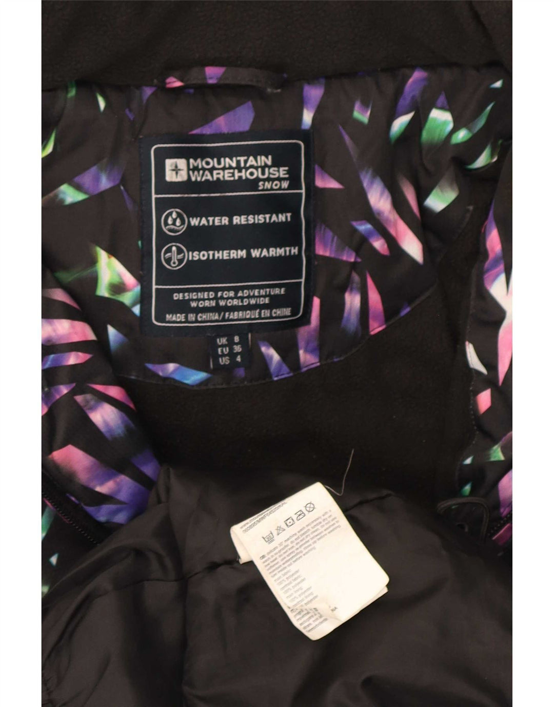 Chaqueta de esquí con capucha para mujer Mountain Warehouse UK 8 Small Black Geométrico