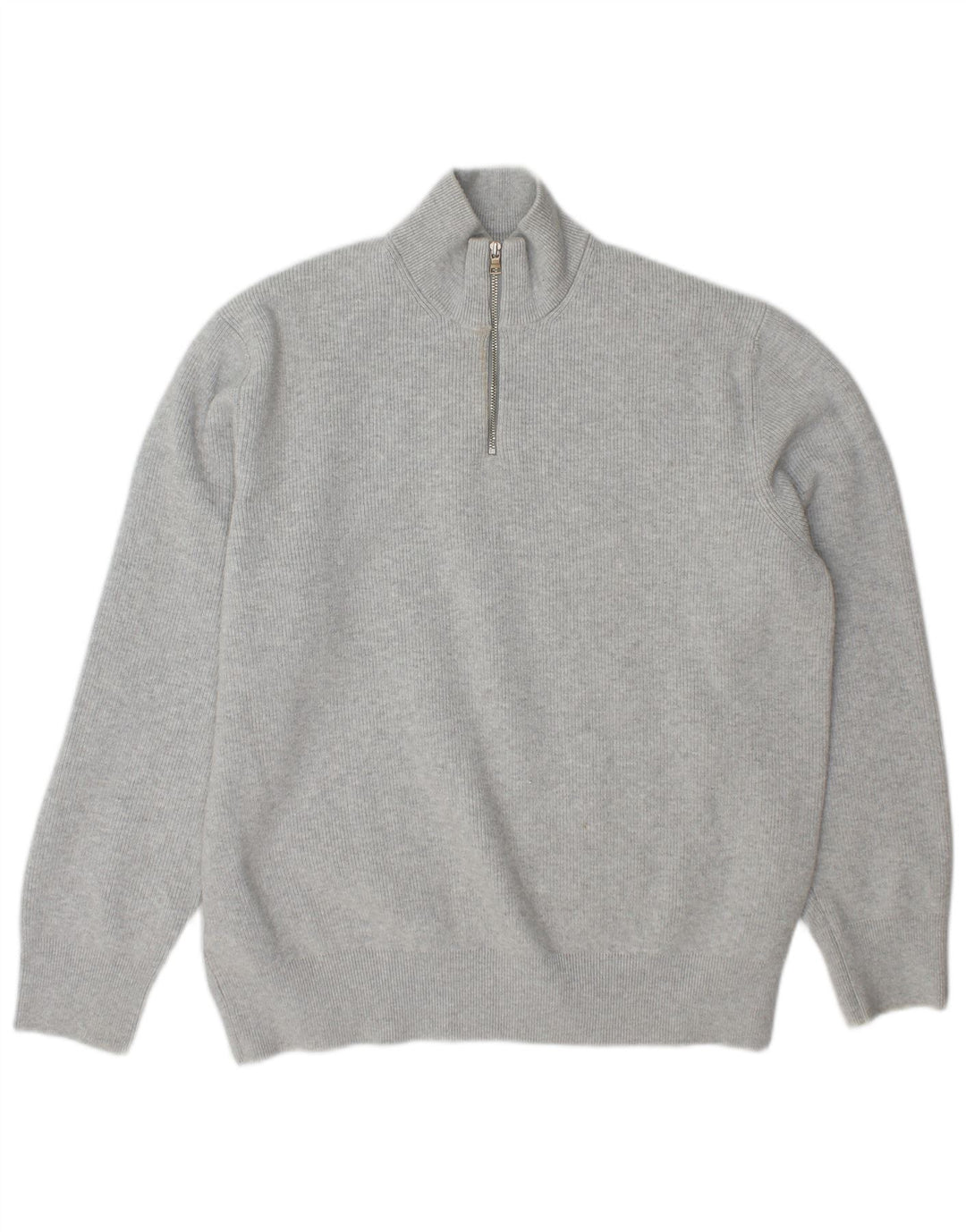 Marks & Spencer Jersey con cuello y cremallera para hombre XL Poliéster gris