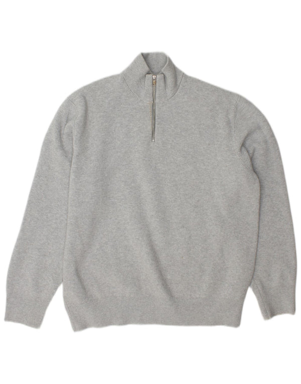 Marks & Spencer Jersey con cuello y cremallera para hombre XL Poliéster gris