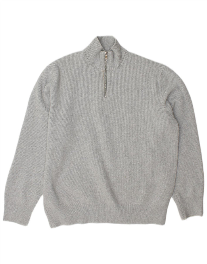 Marks & Spencer Jersey con cuello y cremallera para hombre XL Poliéster gris