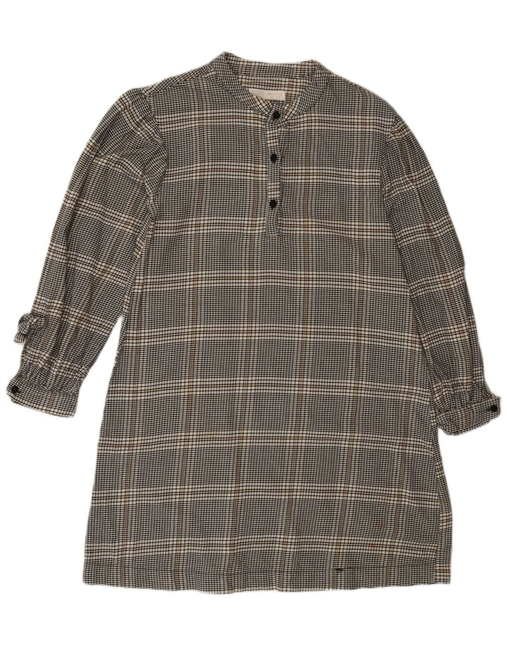 Zara Vestido Camisero Niña 13-14 Años Algodón Vichy Gris