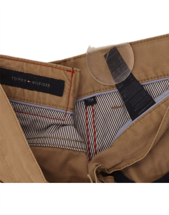 TOMMY HILFIGER Pantalones informales rectos para hombre W33 L29 Algodón beige