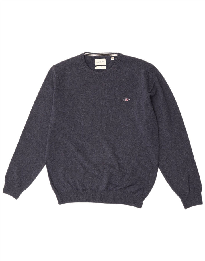 Gant Jersey De Cuello Redondo Para Hombre De Lana De Cordero Azul Marino Grande