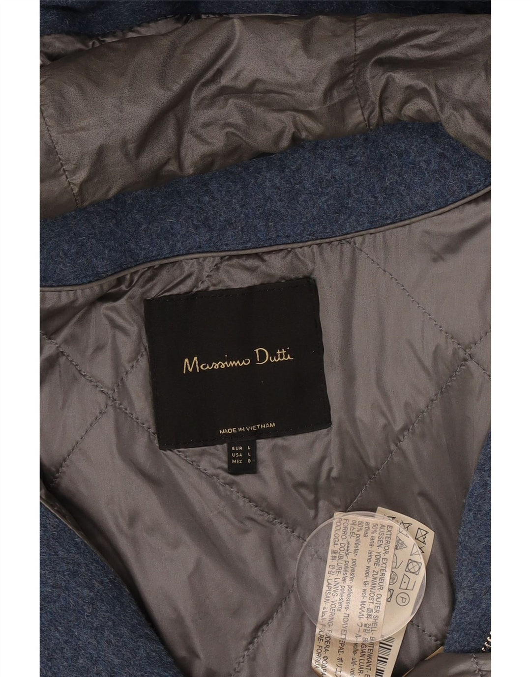 Massimo Dutti Abrigo Oversize Con Capucha Para Mujer UK 46 Large Lana Azul