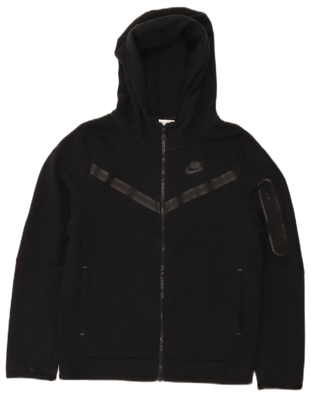 Nike Sudadera con capucha y cremallera para niños de 10 a 11 años, talla mediana, algodón negro