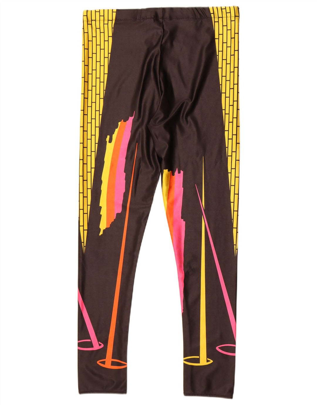 Vintage Mujer Leggings Reino Unido 14 Medio Multicolor Colorblock Poliamida