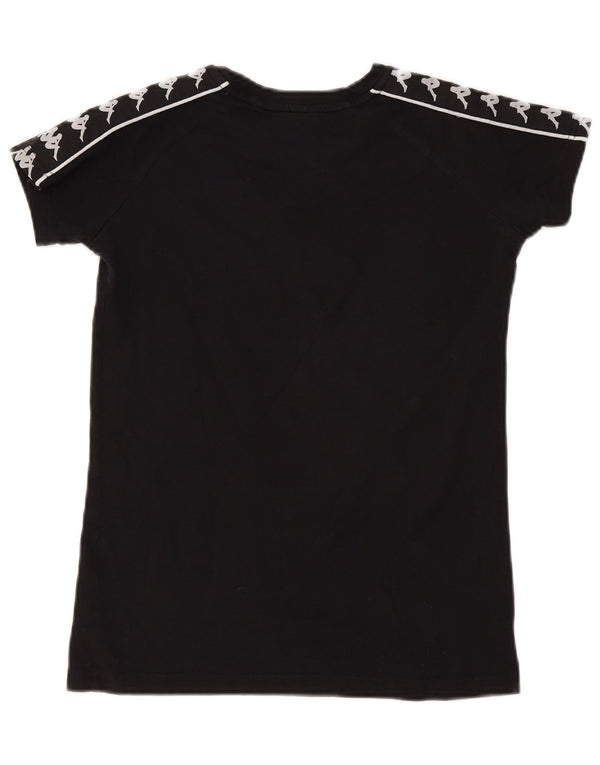 Kappa Camiseta gráfica para mujer Top UK 10 Small Black Cotton