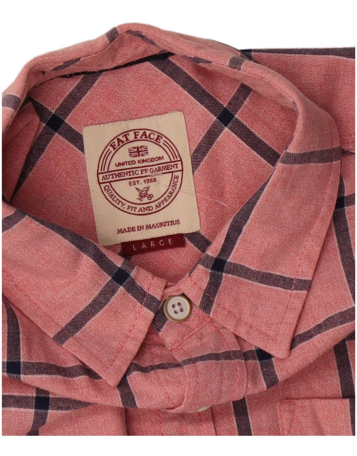 Camisa de manga corta para hombre Fat Face de algodón con cuadros rosas grandes