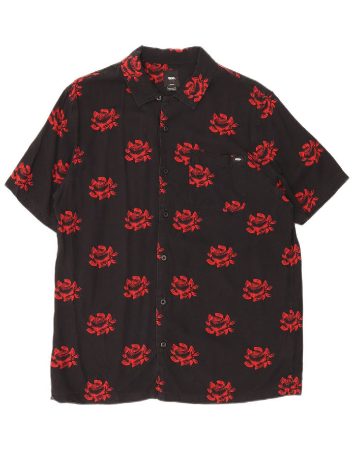 Camisa Vans Hombre Manga Corta Corte Clásico Medium Black Floral Tropical