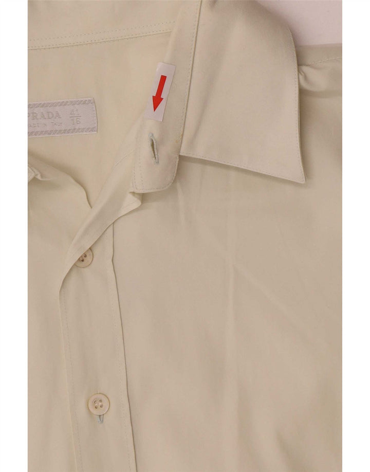 Prada Camisa para hombre Talla 41 16 Grande Algodón blanquecino