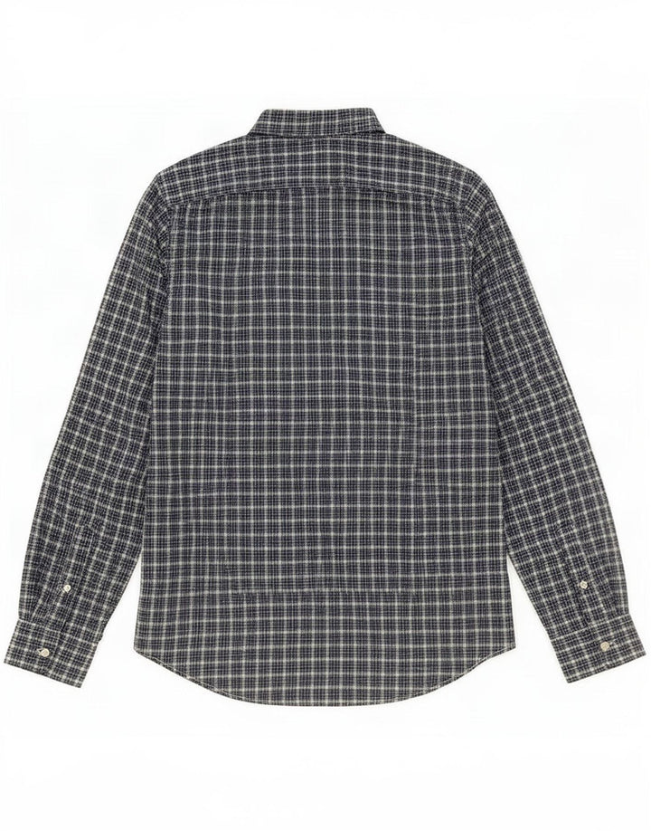 Camisa Benetton Hombre Algodón A Cuadros Azul Pequeño