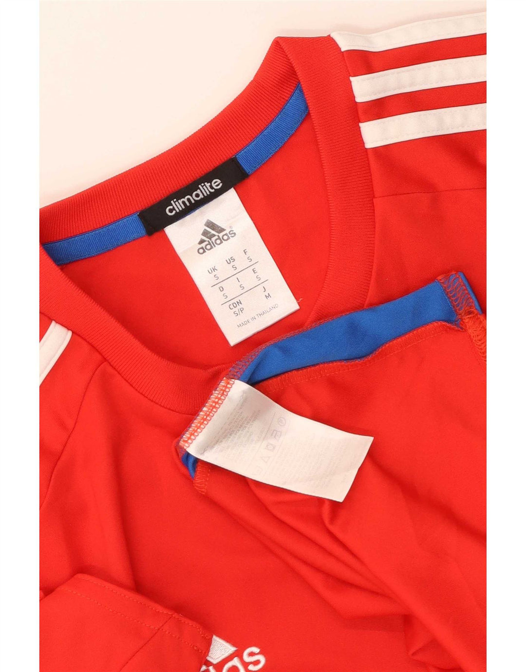 Adidas Hombre Climalite Camiseta Top Pequeño Rojo Colorblock Poliéster