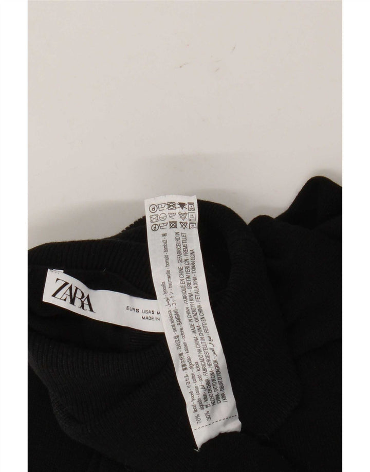 Zara Mujer Roll Neck Jumper Sweater UK 10 Small Black Lyocell