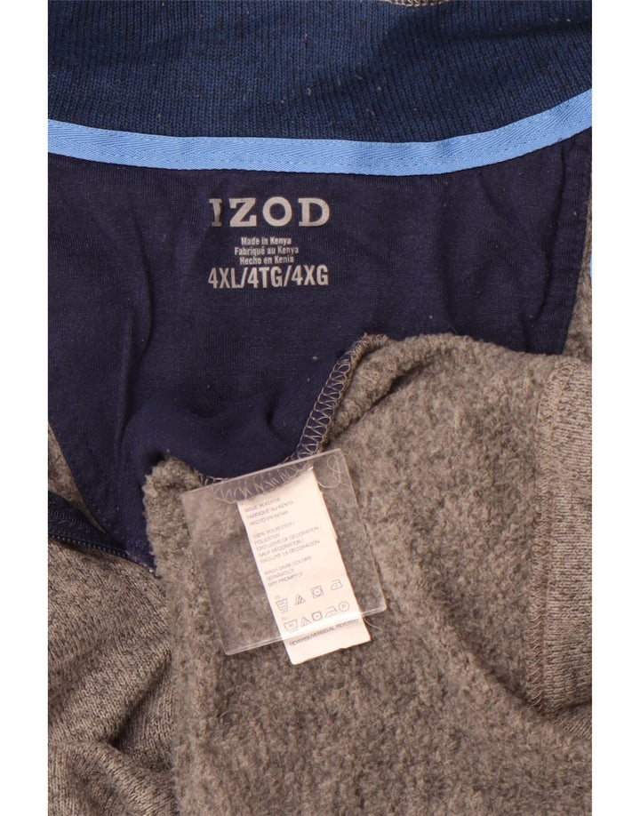 IZOD Suéter con capucha y cremallera para hombre con cremallera y cuello 4XL Poliéster gris