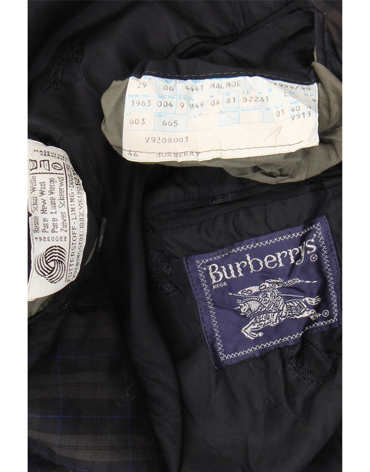 Burberrys Chaqueta tipo blazer de 2 botones para hombre UK 46 3XL Lana virgen a cuadros azul marino