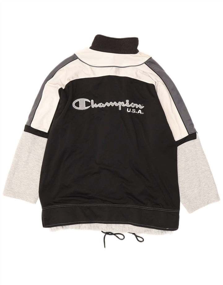 Champion Chaqueta De Chándal Con Gráfico Para Hombre, Chaqueta Deportiva Con Bloques De Color Negro Grande Grande