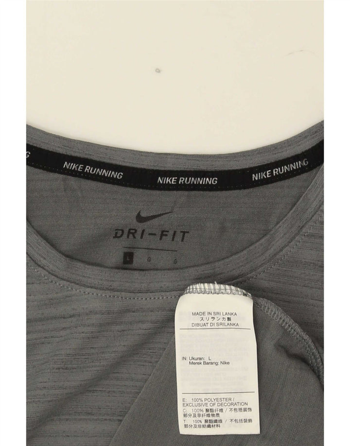 Camiseta Nike Dri Fit para hombre Top grande gris con rayas de poliéster