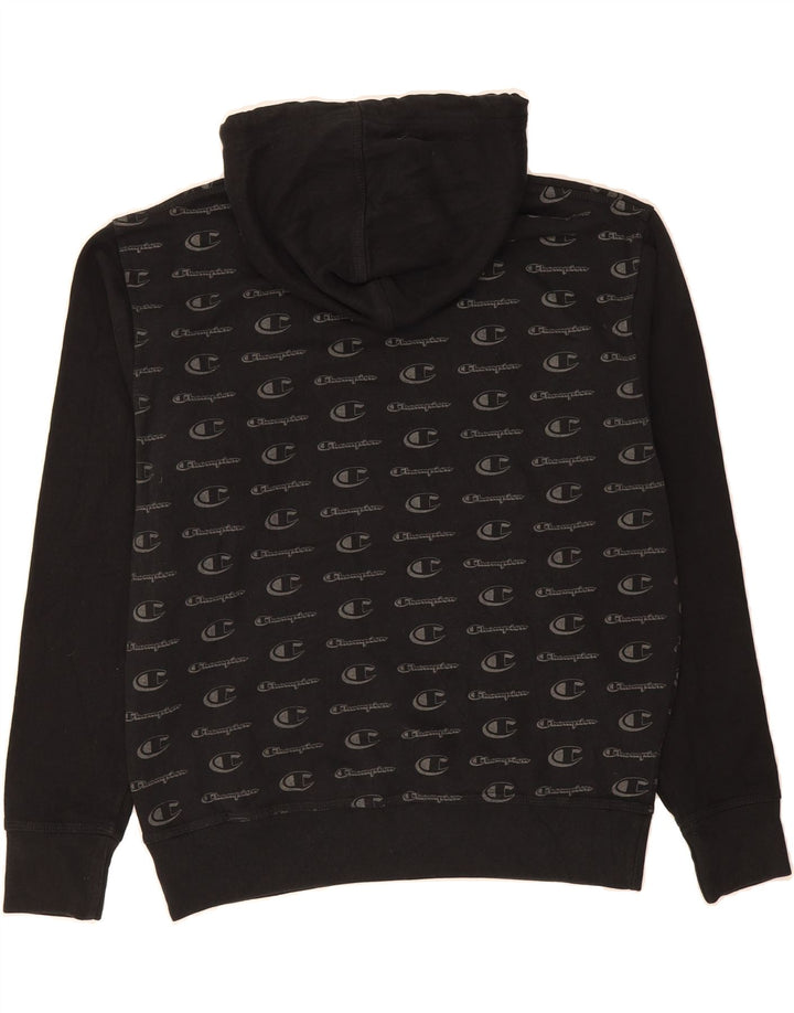 CHAMPION Mens Graphic Hoodie Jumper Medium Black Vintage Champion and Second-Hand Champion from Messina Hembry 