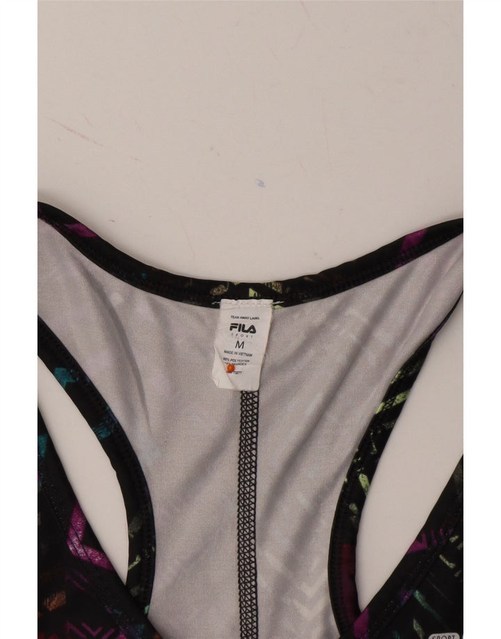 FILA Womens Vest Top UK 12 Medium Multicoloured Geometric Polyester Vintage Fila and Second-Hand Fila from Messina Hembry 