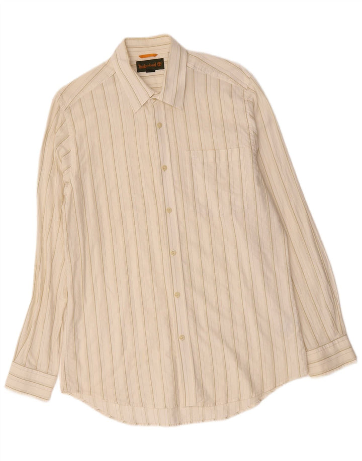 Camisa Timberland Hombre Mediana De Algodón A Rayas Blancas