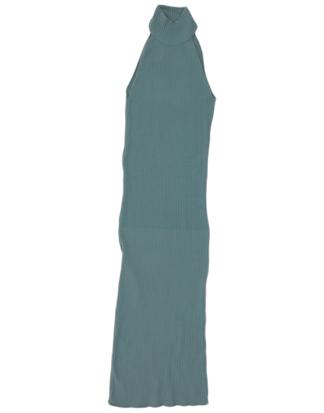 Zara Mujer Maxi Vestido Halter Reino Unido 42 Nylon Azul Medio