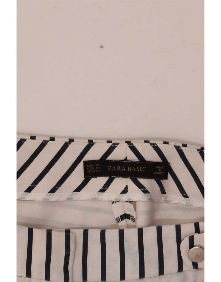 Zara Mujer Regular Casual Shorts XS W28 Blanco Rayas